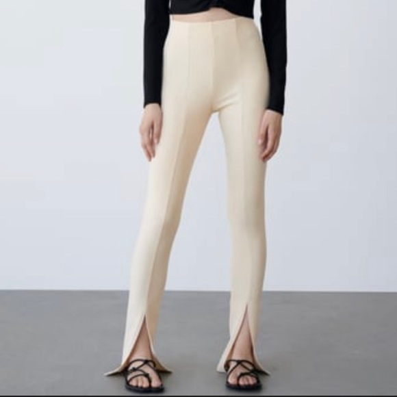 NEW ZARA* “Slit Ribbed Leggings” - Picture 2 of 4